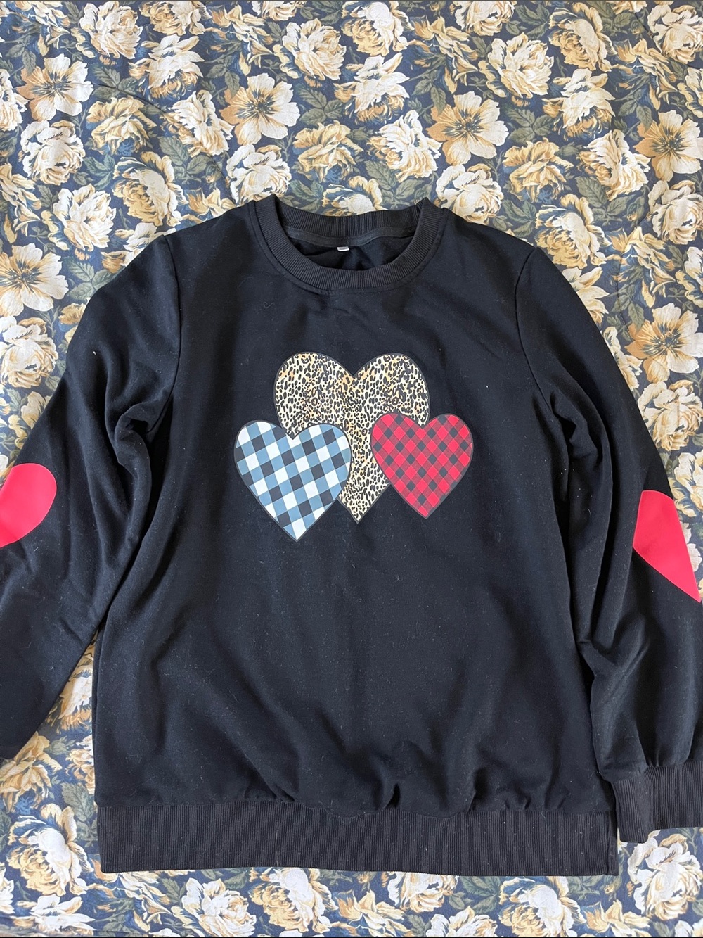 Black Sweatshirt with Heart Patch Design